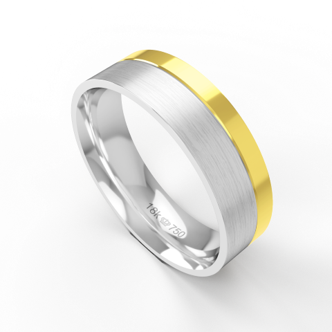 Aliança de Casamento 2 cores Noivado Compromisso parte Interna Anatômica Ouro Branco, Ouro Rose ou Amarelo 18k C425R