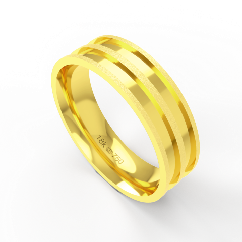Aliança Casamento parte Interna Anatômica com Acabamento Polido e Fosqueado Ouro Branco, Ouro Rose ou Amarelo 18k C427R