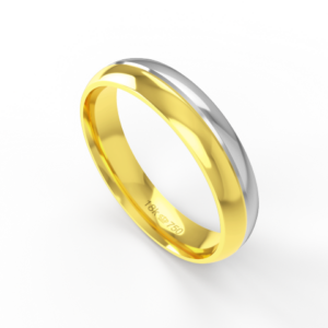 Aliança de Casamento 2 cores Noivado Compromisso parte Interna Anatômica Ouro Branco, Ouro Rose ou Amarelo 18k C433R