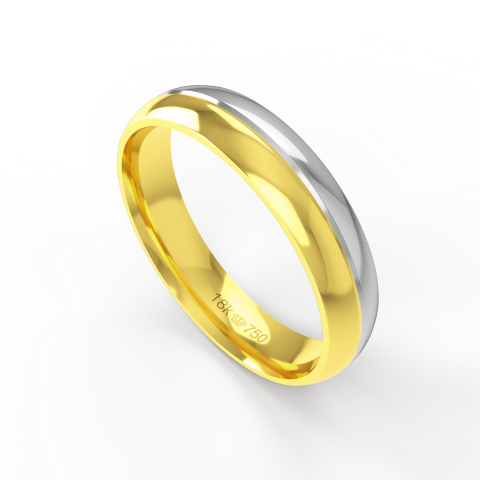 Aliança de Casamento 2 cores Noivado Compromisso parte Interna Anatômica Ouro Branco, Ouro Rose ou Amarelo 18k C433R