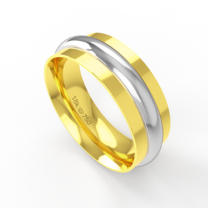 Aliança de Casamento 2 cores Noivado Compromisso parte Interna Anatômica Ouro Branco, Ouro Rose ou Amarelo 18k C436R