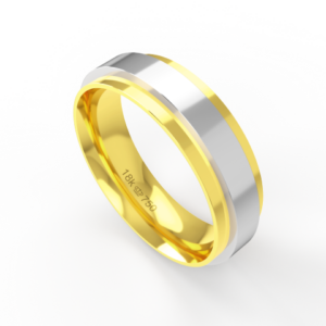 Aliança de Casamento 2 cores Noivado Compromisso parte Interna Anatômica Ouro Branco, Ouro Rose ou Amarelo 18k C439R