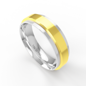 Aliança de Casamento 2 cores Noivado Compromisso Ouro parte Interna Anatômica Branco, Ouro Rose ou Amarelo 18k C440R