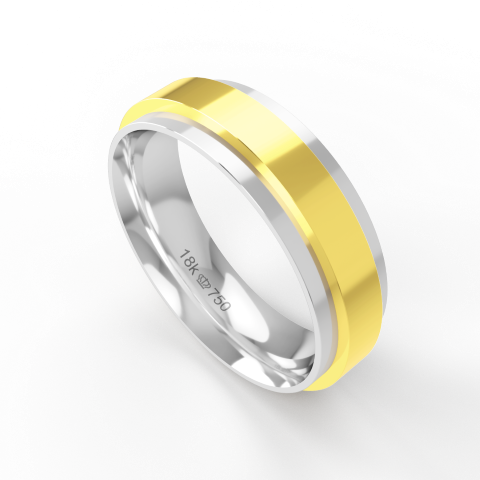 Aliança de Casamento 2 cores Noivado Compromisso Ouro parte Interna Anatômica Branco, Ouro Rose ou Amarelo 18k C440R