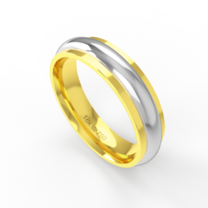 Aliança de Casamento 2 cores Noivado Compromisso parte Interna Anatômica Ouro Branco, Ouro Rose ou Amarelo 18k C450R