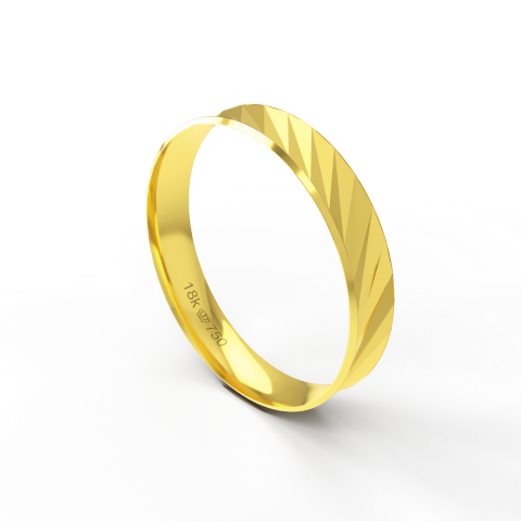Aliança de Casamento Noivado parte Interna Anatômica Exterior Côncava Ouro Branco, Ouro Rose ou Amarelo 18k AT130R