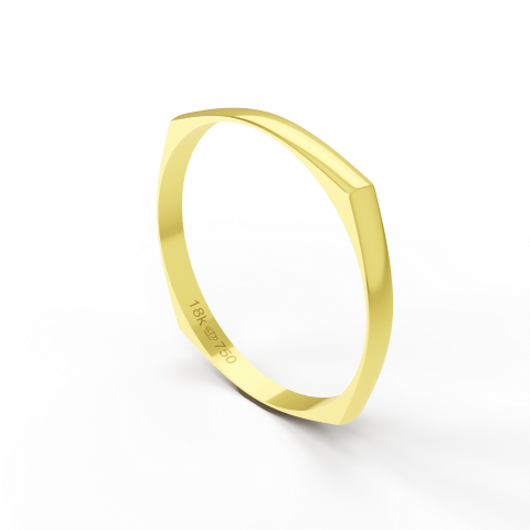 Aliança de Casamento parte Interna Reta Exterior Quadrado Ouro Branco, Rose ou Amarelo 18k C207 - Image 2