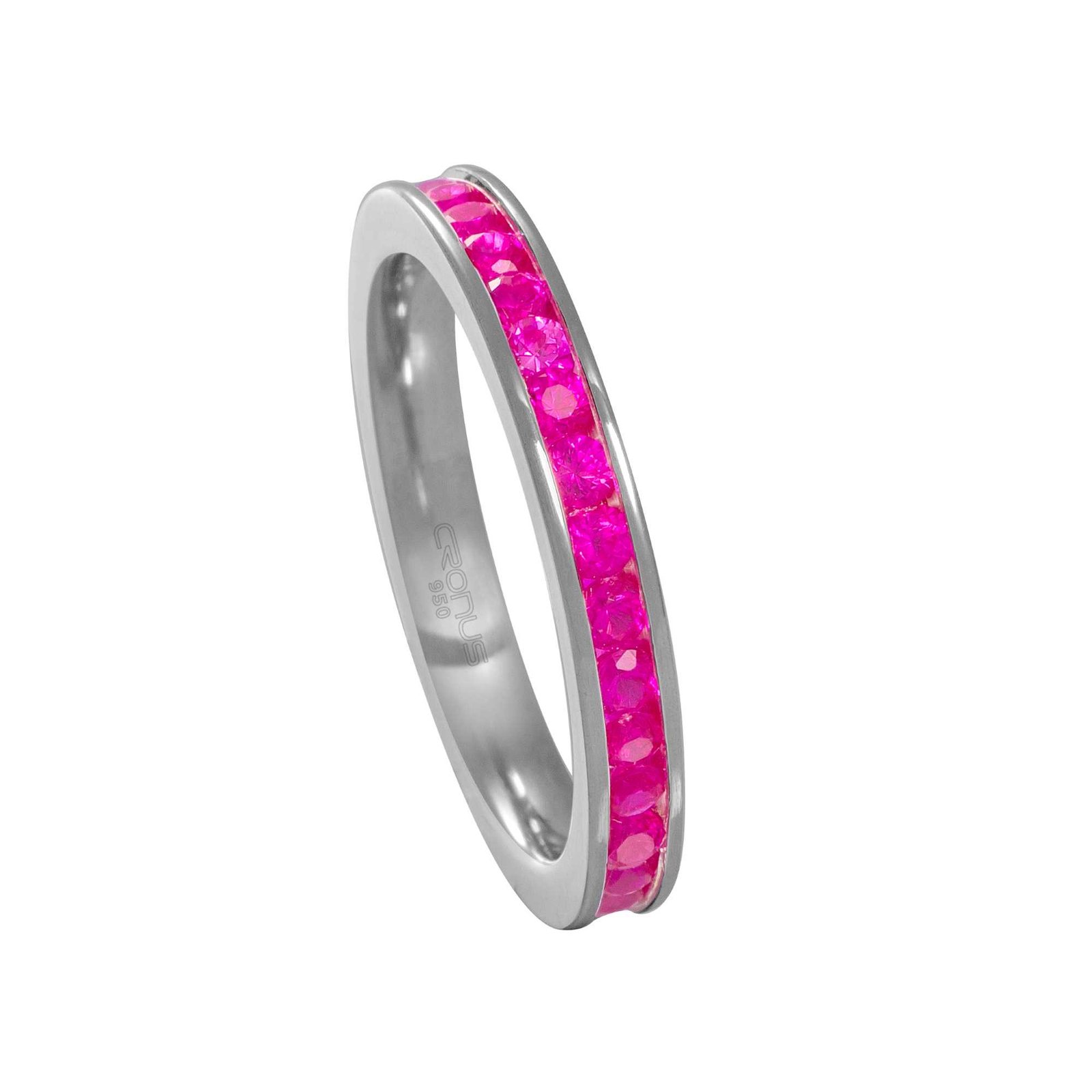 Aparador de Aliança em Prata Cravejado com Zircônias Rosa Rubi  2323