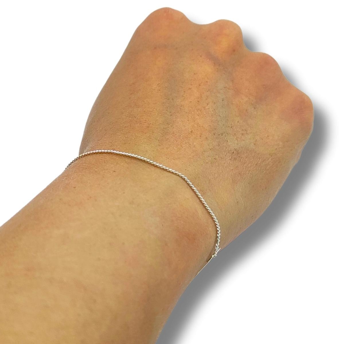 Pulseira de Prata Masculina ou Feminina 20cm Elo Grumet Curta 1mm CP3010