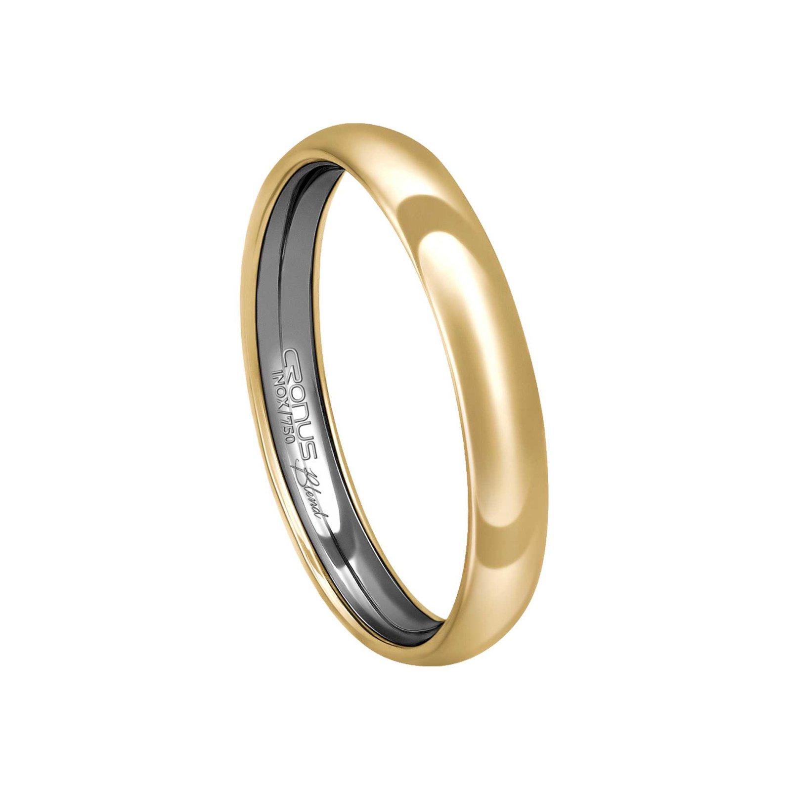 Aliança Casamento Blend Ouro 18k e Aço Inox Namoro Noivado Anatômica Acabamento Polido 6103