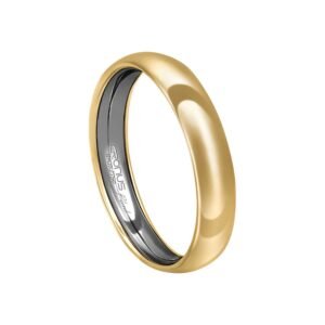 Aliança Casamento Blend Ouro 18k e Aço Inox Namoro Noivado Anatômica Acabamento Polido 6104