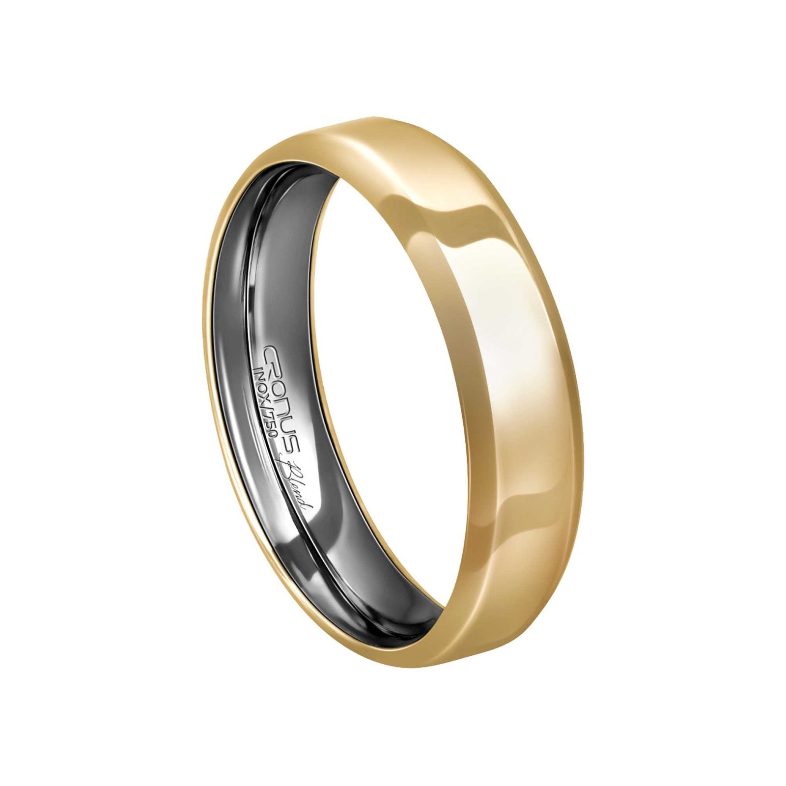 Aliança Casamento Blend Ouro 18k e Aço Inox Namoro Noivado Anatômica Acabamento Polido 6205