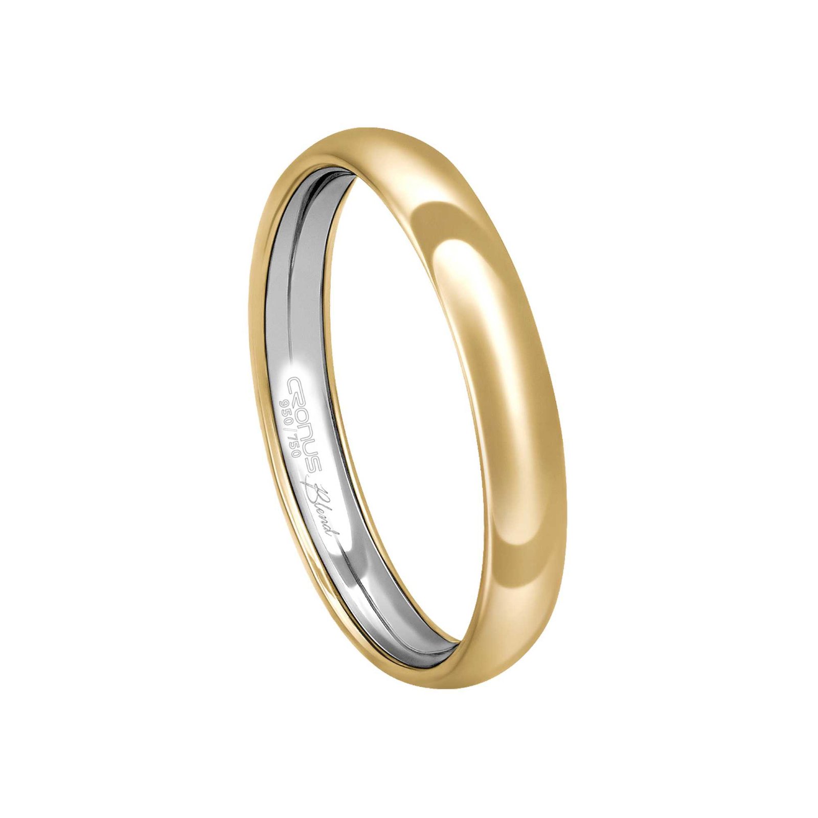 Aliança Casamento Blend Ouro 18k e Prata Namoro Noivado Anatômica Acabamento Polido 7103