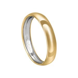Aliança Casamento Blend Ouro 18k e Prata Namoro Noivado Anatômica Acabamento Polido 7104