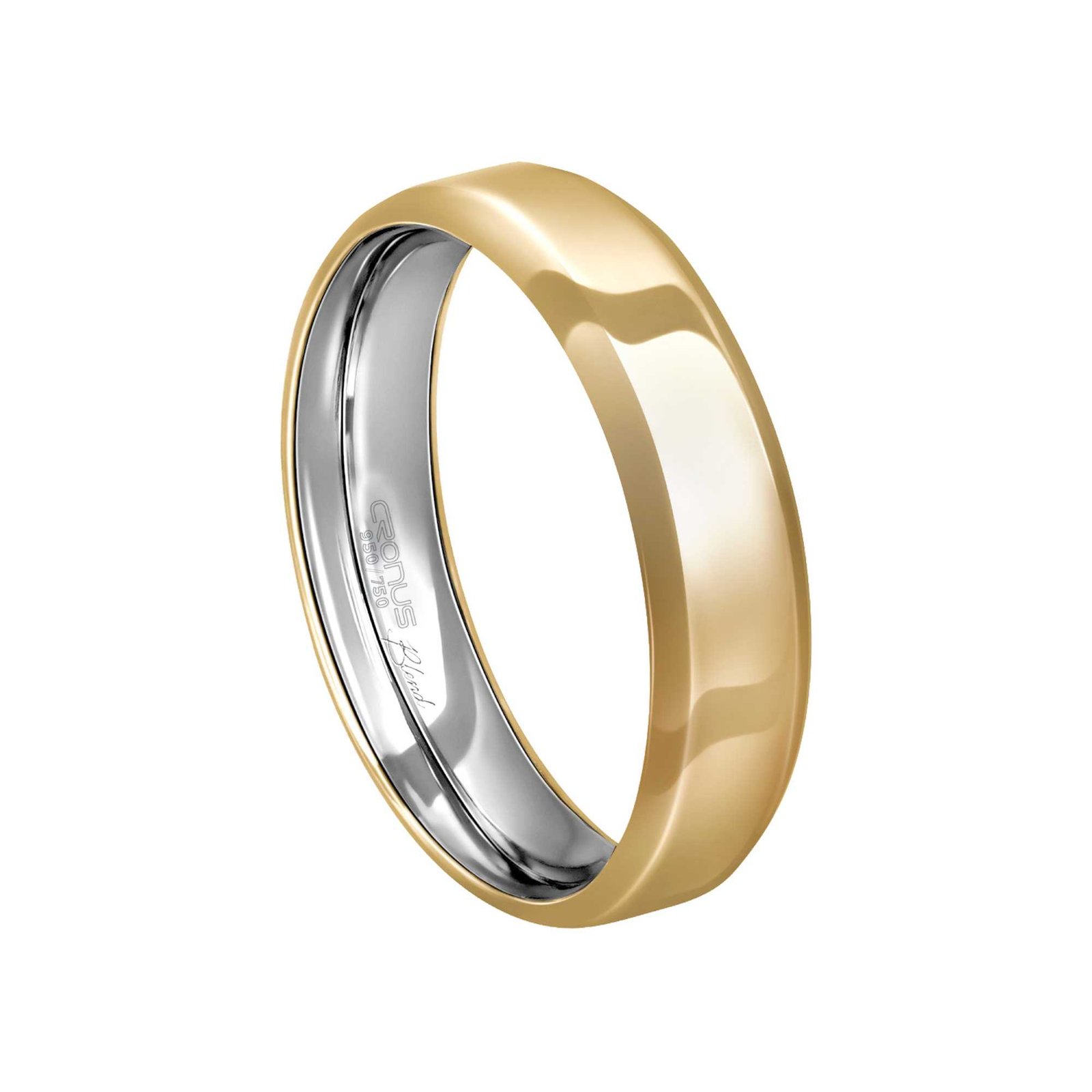 Aliança Casamento Blend Ouro 18k e Prata Namoro Noivado Anatômica Acabamento Polido 7205