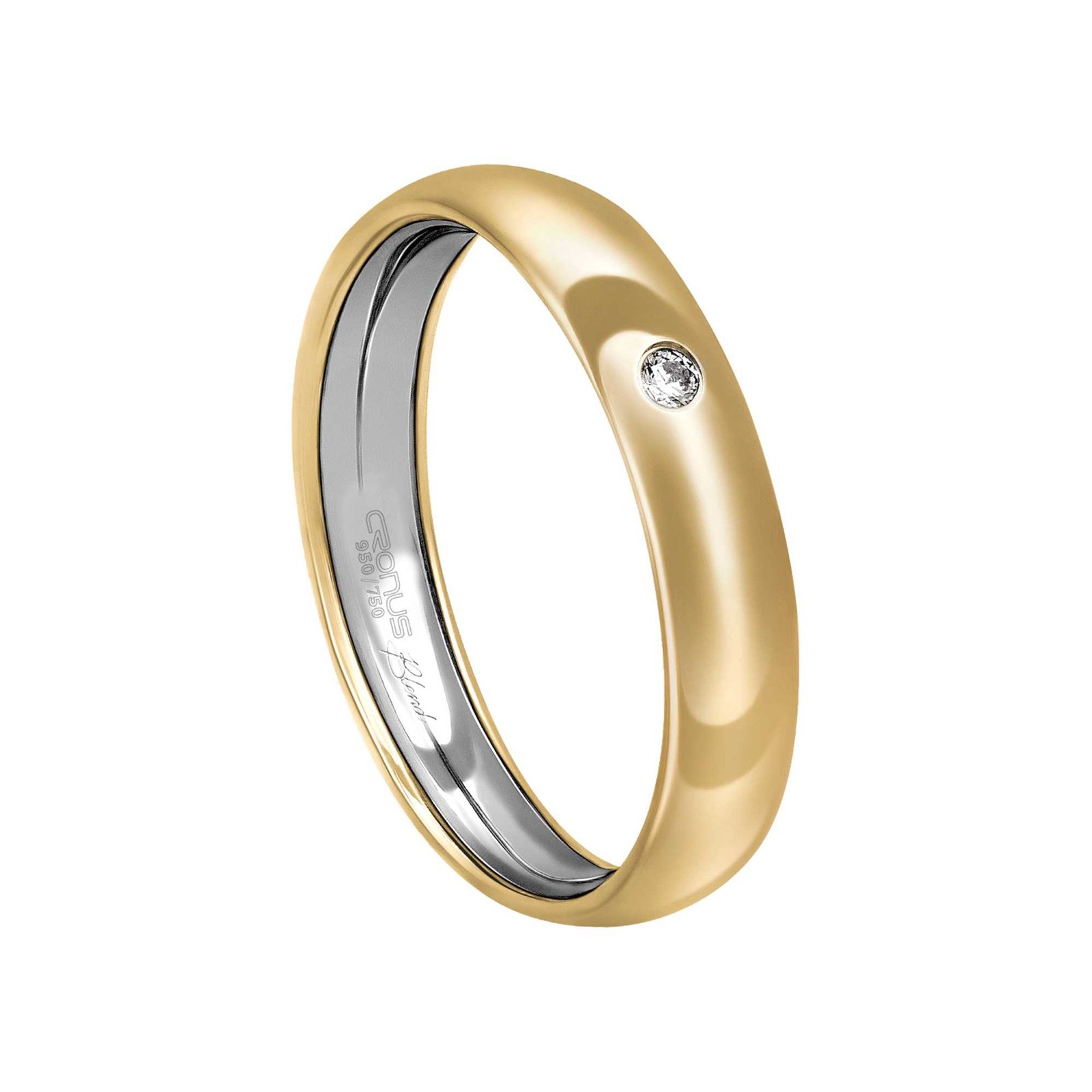 Aliança Casamento Blend Ouro 18k e Prata Namoro Noivado Anatômica com Zircônia Acabamento Polido 7304