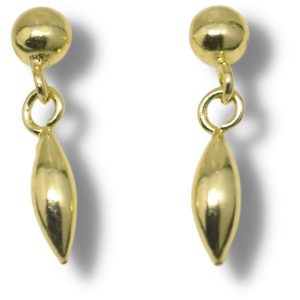 Brinco Grão de Arroz Ouro 18K 2,5mm x 12mm B041