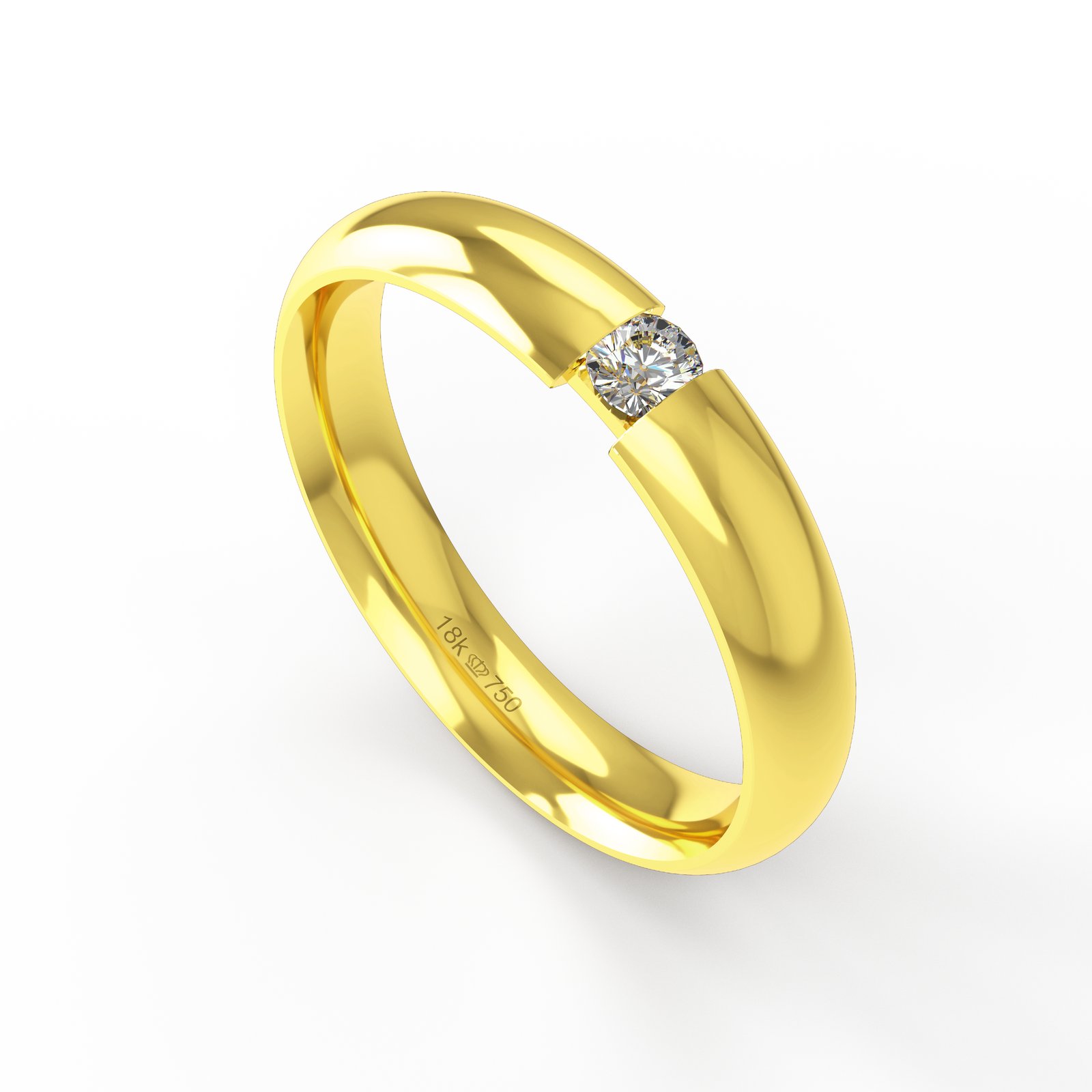 Aliança Ouro 10K com 1 Zircônia 4mm Anatômica BC901RZ